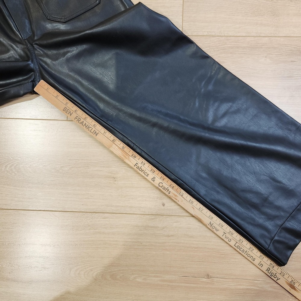 Maeve Pants Womens 27 Black The Colette Faux Leather Cropped‎ Wide Leg High Rise - Picture 7 of 8